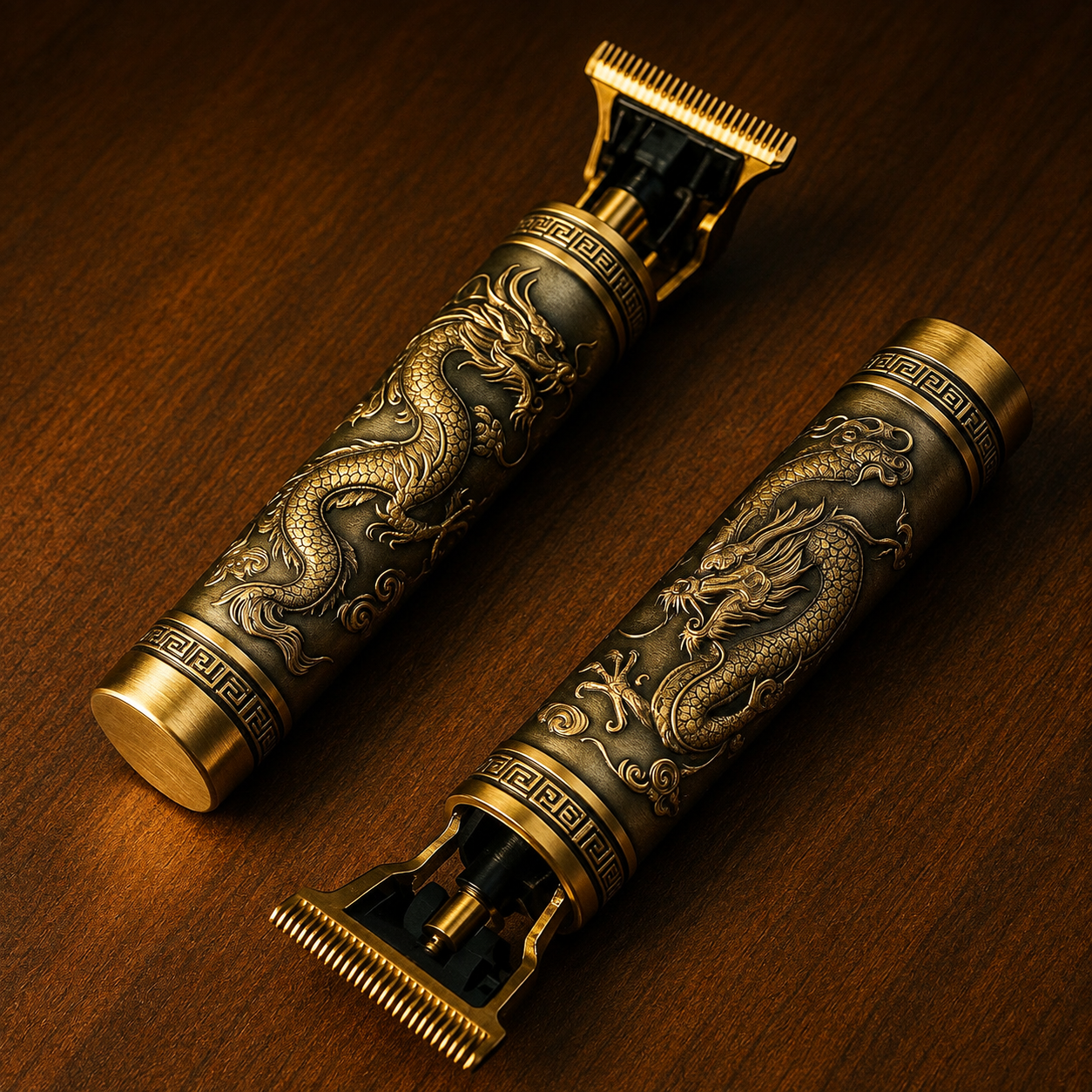 T9 Vintage Dragon Design Hair Trimmer – Golden T-Blade