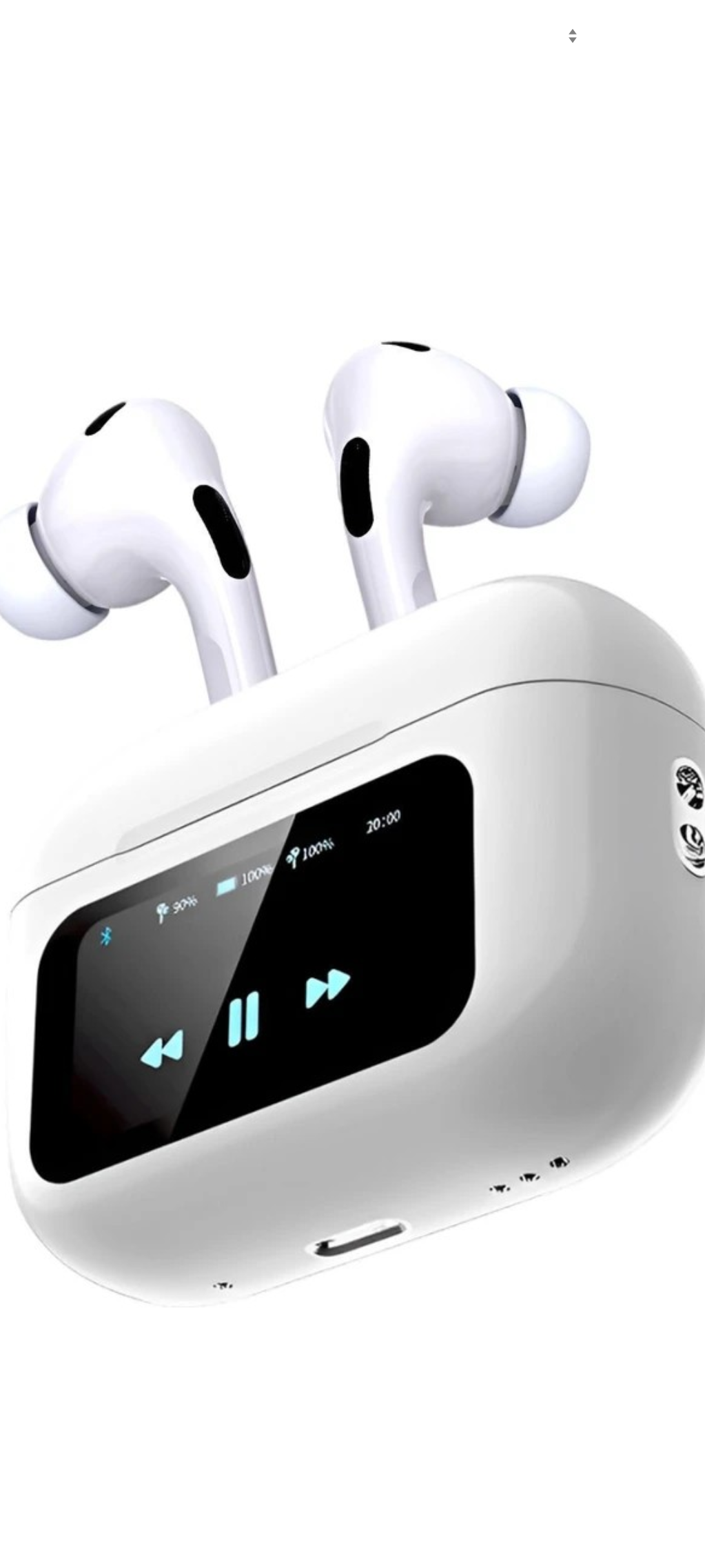 PRO LCD True Wireless Noise Cancelling Earbuds, 6-Mic, Smart LCD Display Bluetooth Headset (White, In the Ear)