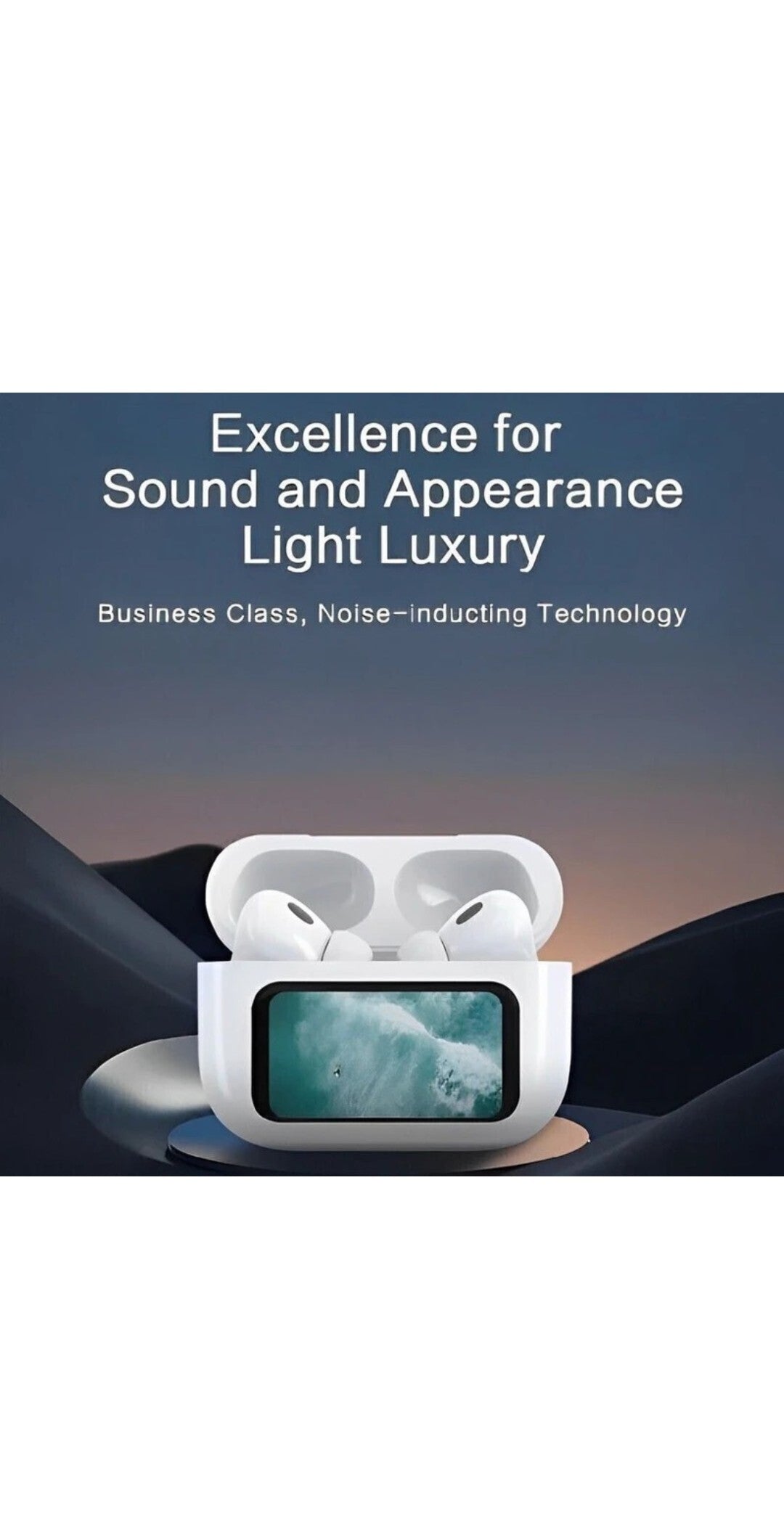 PRO LCD True Wireless Noise Cancelling Earbuds, 6-Mic, Smart LCD Display Bluetooth Headset (White, In the Ear) WITH ONE YEAR WARRANTY