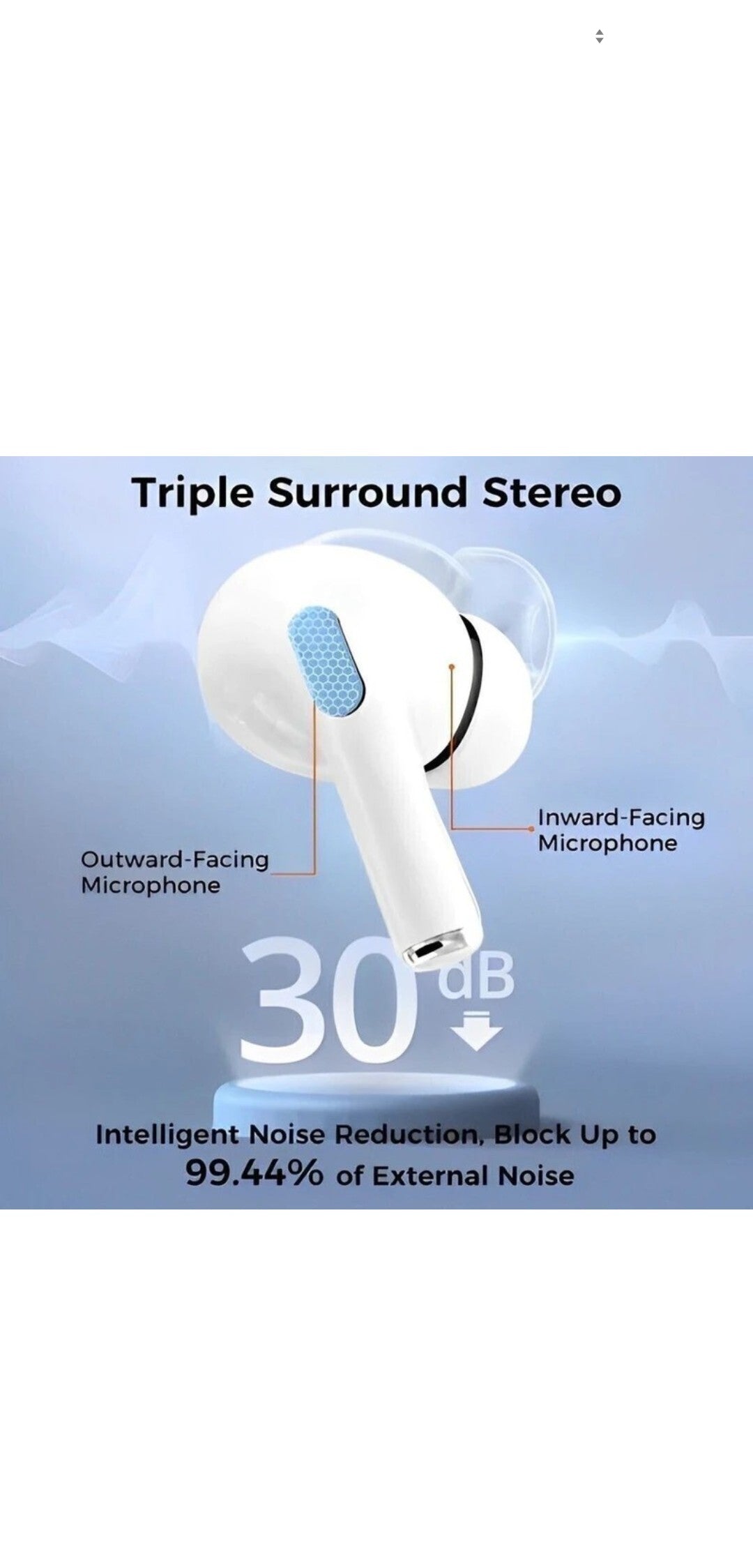 PRO LCD True Wireless Noise Cancelling Earbuds, 6-Mic, Smart LCD Display Bluetooth Headset (White, In the Ear) WITH ONE YEAR WARRANTY